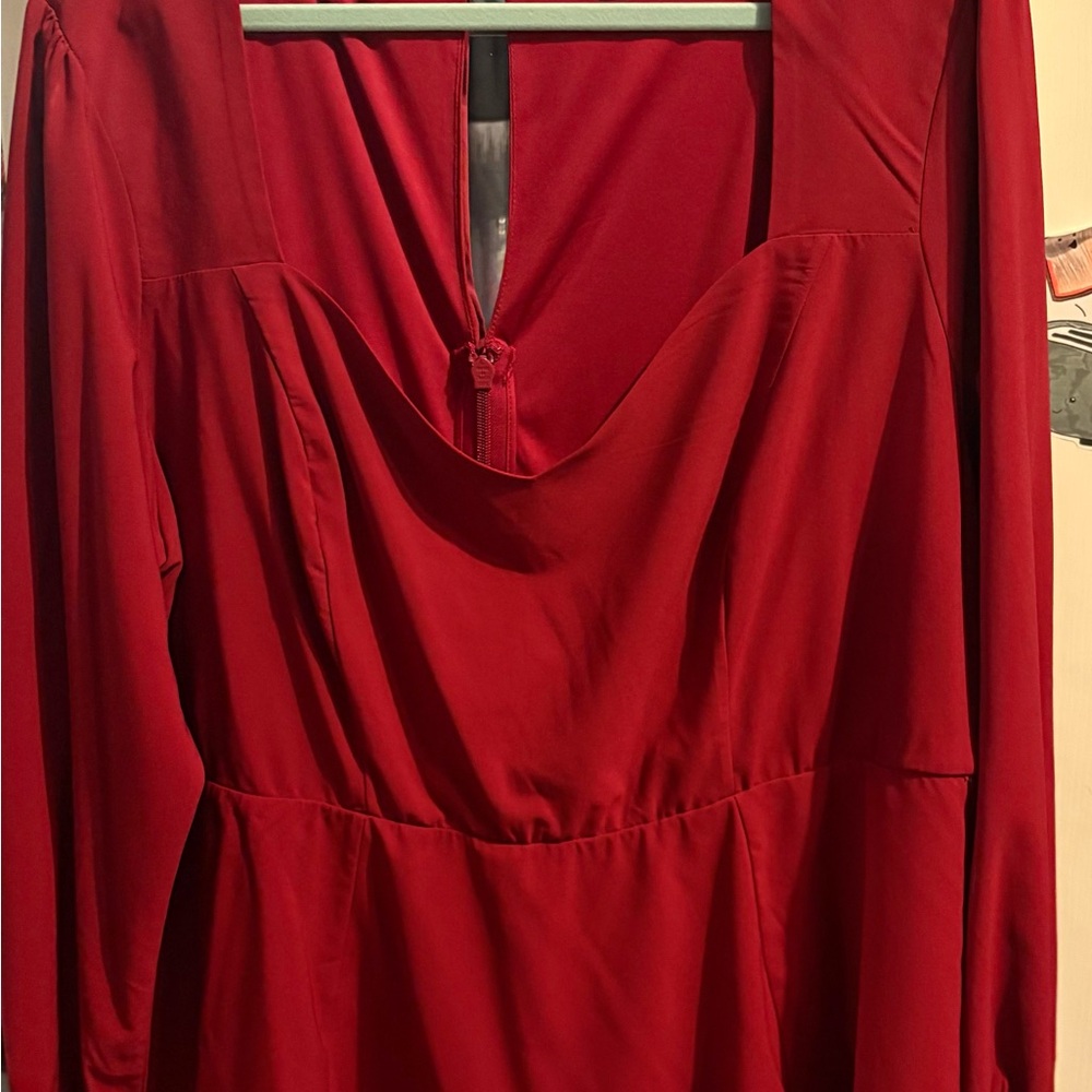 2- Torrid Vibrant Red Long Sleeve fitted blouse